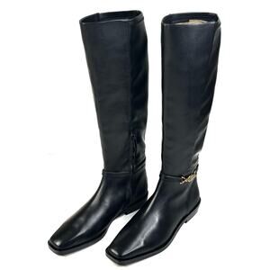 Sam Edelman Clive Black Leather Knee High Boots Womens Size 7M New $193